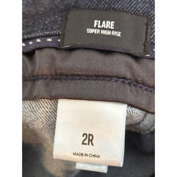 Express Super High Rise Flare Jeans Dark Wash Bootcut Stretch Denim Size 2R - Picture 4 of 14